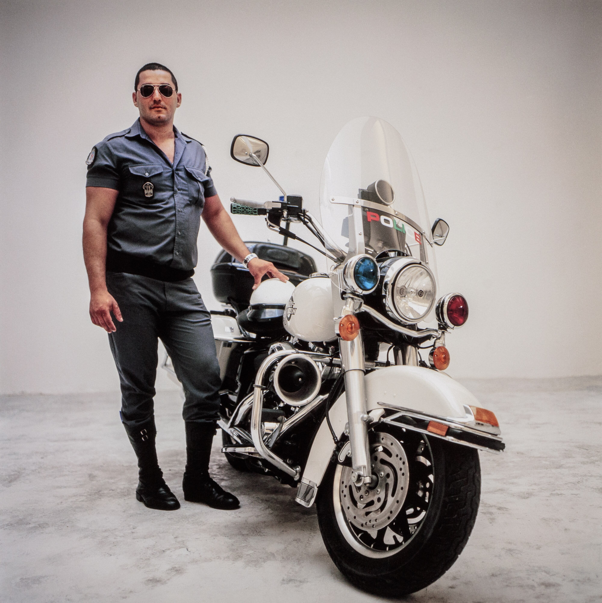Ziad Antar, <i>Policeman 1</i>, 2009/2024. Digital pigment printed on, Hahnemühle PR Ultra Smooth 63 x 63 in (160 x 160 cm)